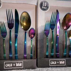 Coco + Lola 20-Piece Rainbow Tone Stainless Steel Flatware Set x 2
